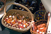Miniature bottles of Koum Kouat in baskets, Corfu, Greece